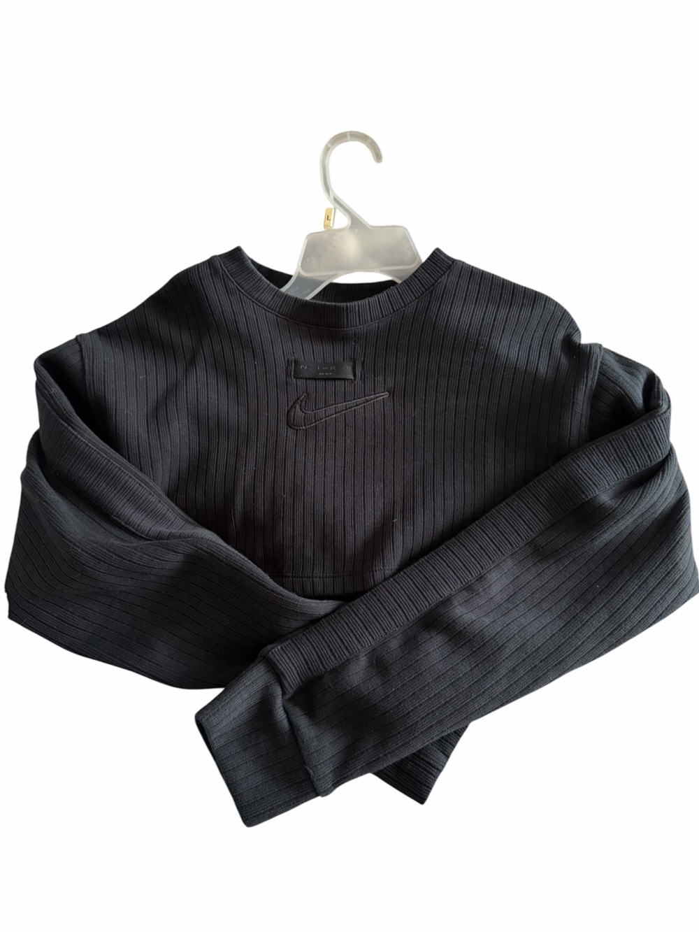 Nike Black Ribbed Cropped Sweatshirt